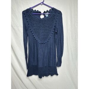 Plenty by Tracy Reese Knit Sweater Dress Mohair Blend Blue Long Sleeve Keyhole S